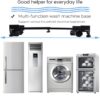 Washing Machine Stand Adjustable | Metal Trolley with Wheels for Home with 4 Anti Vibration Rubber Grips | Weight Upto 160 Kg | Also Suitable for Dishwasher | Black
