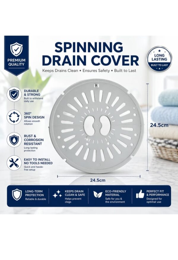 Whirlpool Washing Machine Spin Cap | Dryer Plate | Dryer Cover | Spinner Lid | 6kg to 10kg Plastic Safety Cover | Diameter 24.1 cm (9.5 Inch) | Pack of 1