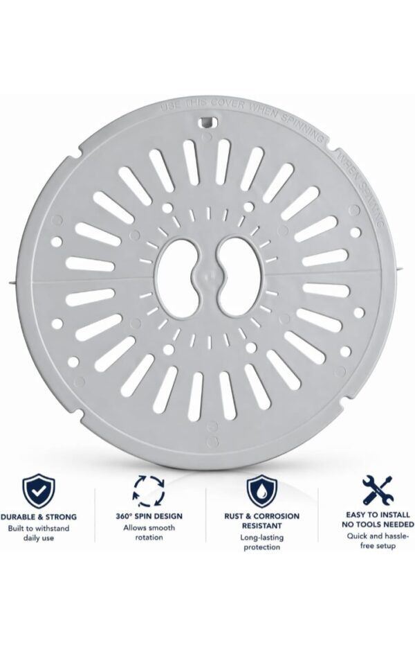 Whirlpool Washing Machine Spin Cap | Dryer Plate | Dryer Cover | Spinner Lid | 6kg to 10kg Plastic Safety Cover | Diameter 24.1 cm (9.5 Inch) | Pack of 1