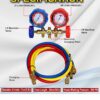 Refrigerant Manifold Gauge Set | Compatible with R12, R22, R404A & R134A | HVAC Air Conditioning Tools with 3 Hoses & Hook for AC Repair Gas Charging Tool