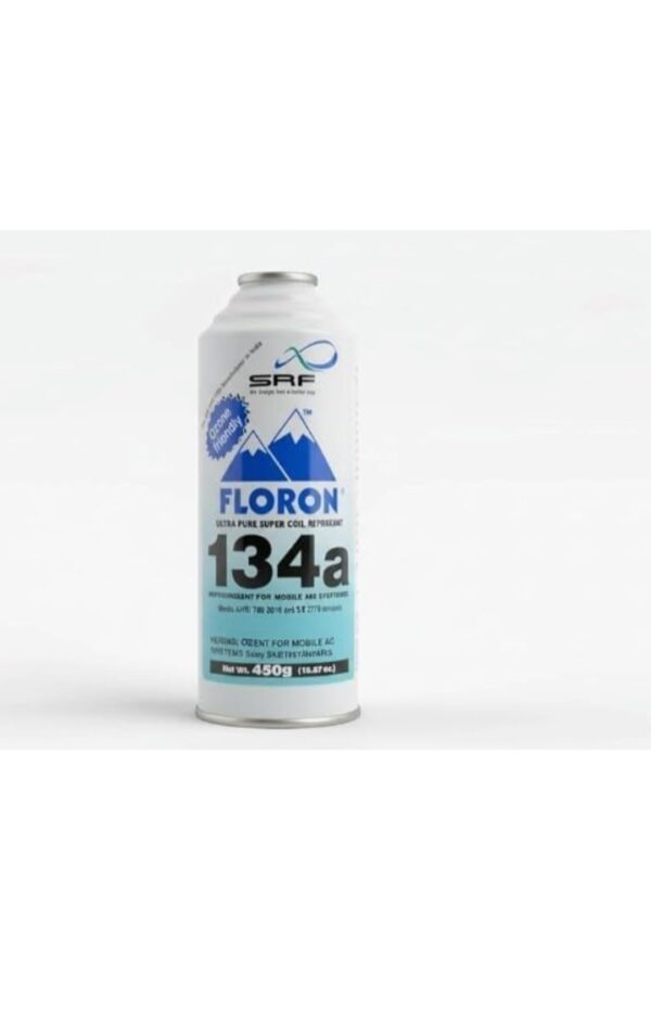 SRF Floron R134a Refrigerant Gas Can for Car AC Systems Ozone-Friendly, Mobile AC & Refrigerators, Ultra Pure Super Cool, 450g Net Weight