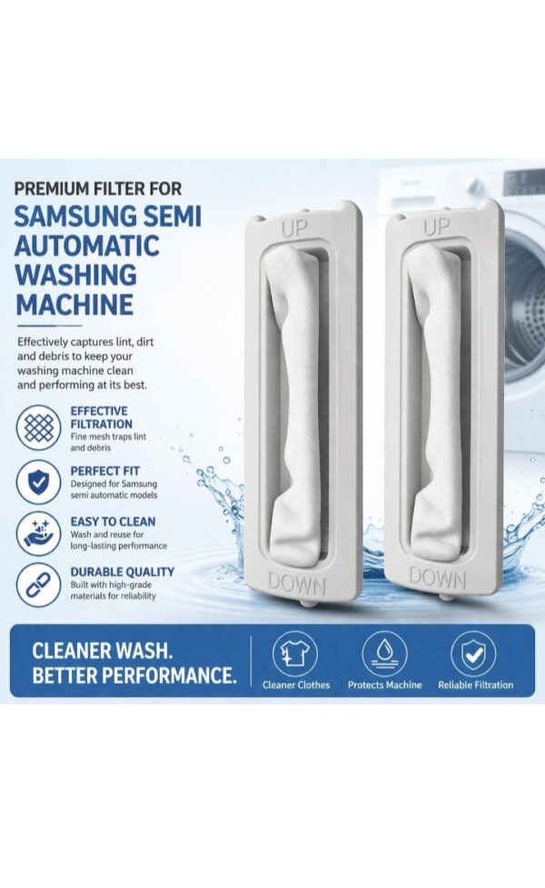 Washer Lint Filter | Plastic Lint Filter Compatible for Samsung Semi Automatic Washing Machine | Dust lint Bag (White LINT Filter (Pack of 2))