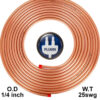 Quarter copper pipe Pure Soft Copper Tube, 7.5mtr, Outer Dia 1/4 inch, Wall Thickness 25 swg, 99.9% Purity, Industrial Metal, Seamless Pipe for Air Conditioning, Refrigeration, Plumbing Systems and DIY Projects