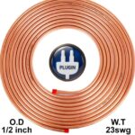 Half copper pipe Pure Soft Copper Tube, 7.5mtr, Outer Dia 1/2 inch, Wall Thickness 23 swg, 99.9% Purity, Industrial Metal, Seamless Pipe for Air Conditioning, Refrigeration, Plumbing Systems and DIY Projects