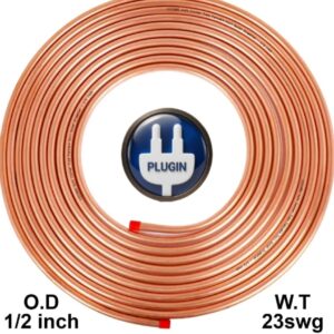 InShot_20260926_225814474 Half copper pipe Pure Soft Copper Tube, 7.5mtr, Outer Dia 1/2 inch, Wall Thickness 23 swg, 99.9% Purity, Industrial Metal, Seamless Pipe for Air Conditioning, Refrigeration, Plumbing Systems and DIY Projects