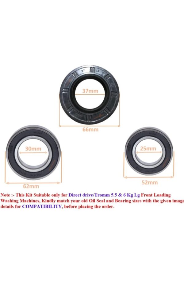 Lg Bearing Kit (6206, 6205 and Oil Seal) Suitable for LG Tromm or Direct Drive 5.5Kg/6Kg/6.5Kg Front Loading Washing Machines