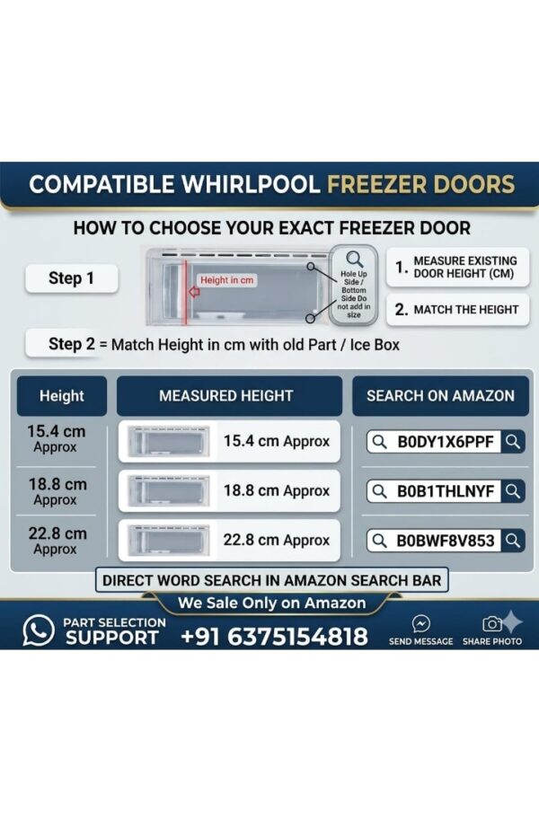 Screenshot_20260926_150739_Amazon Whirlpool Refrigerator Doors Freezer Door with Round Lock for Whirlpool Single door Gen-y | Transparent, Height 18.8 cm Whirlpool