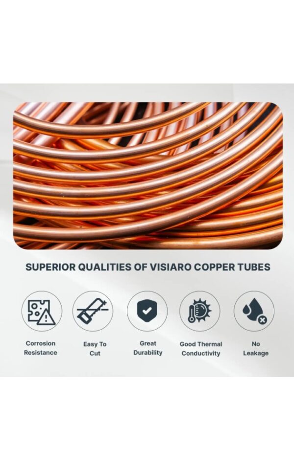 Half copper pipe Pure Soft Copper Tube, 7.5mtr, Outer Dia 1/2 inch, Wall Thickness 23 swg, 99.9% Purity, Industrial Metal, Seamless Pipe for Air Conditioning, Refrigeration, Plumbing Systems and DIY Projects