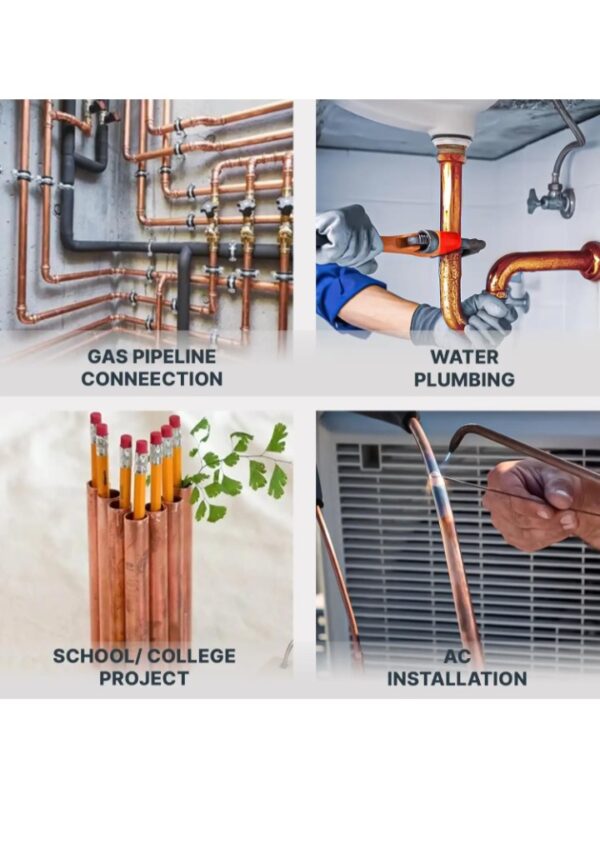 Quarter copper pipe Pure Soft Copper Tube, 7.5mtr, Outer Dia 1/4 inch, Wall Thickness 25 swg, 99.9% Purity, Industrial Metal, Seamless Pipe for Air Conditioning, Refrigeration, Plumbing Systems and DIY Projects
