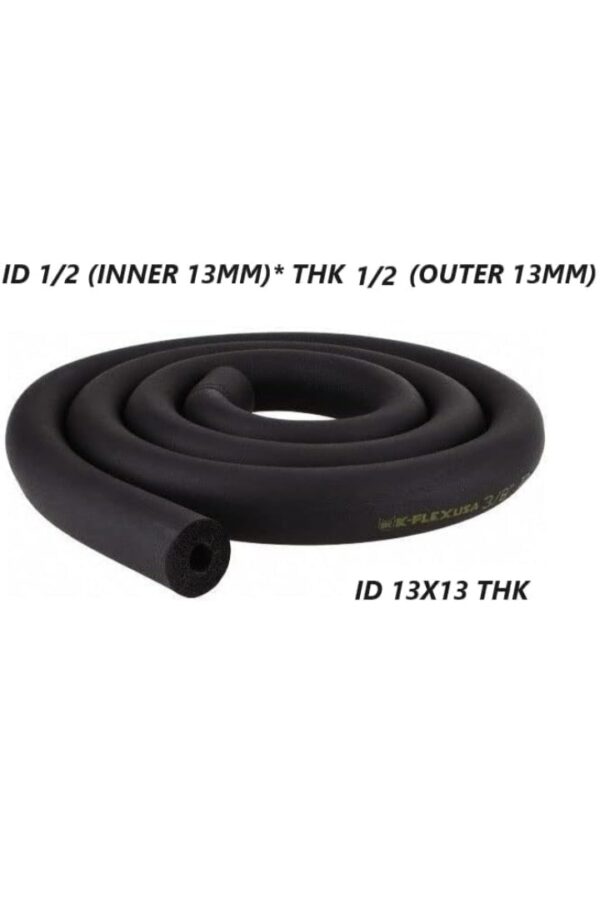 Half insulator 1/2" ID X 1/2" THK Foam Heat Insulated Tube for Air Conditioner Ac Pipe Foam Rubber Tube 5.9 Feet insulation pipe cover 13 X 13 mm Tube Pack of 1